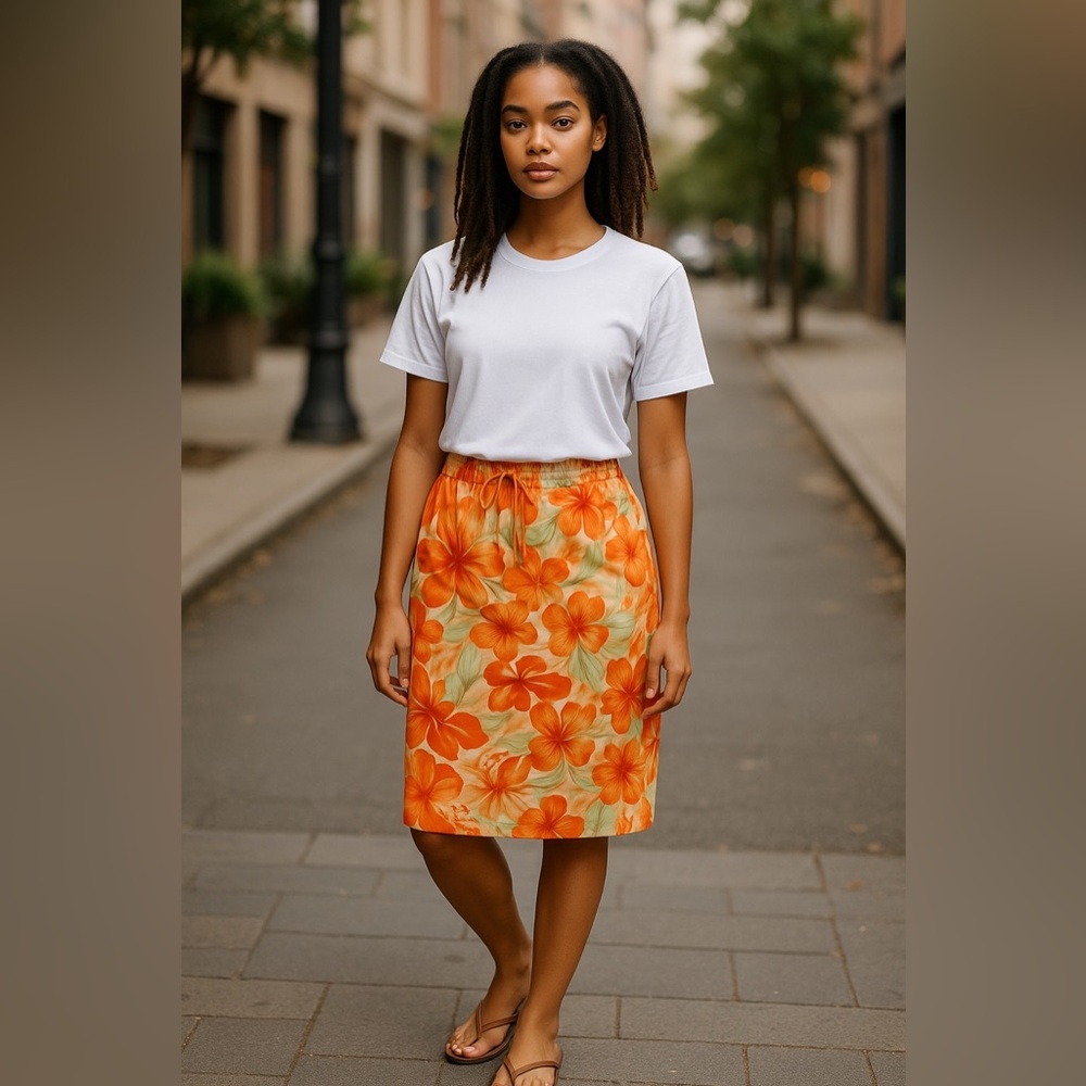 🌺Koret Dress orange floral polyester skirt
